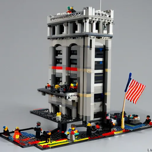 Prompt: 9/11 as a lego set