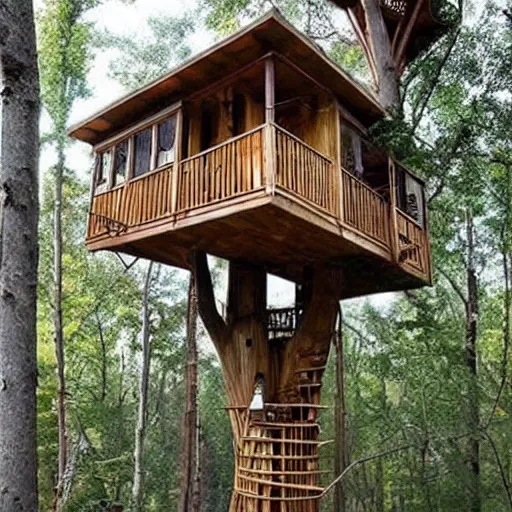 Prompt: the coolest looking treehouse