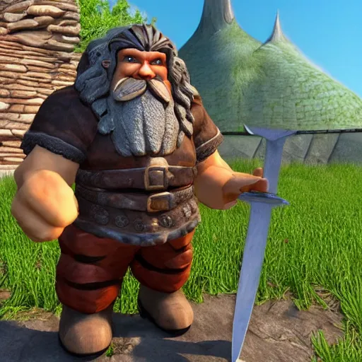 Prompt: dwarve, blacksmith ,sword , 8k , ultra realistic , ultra real lighting