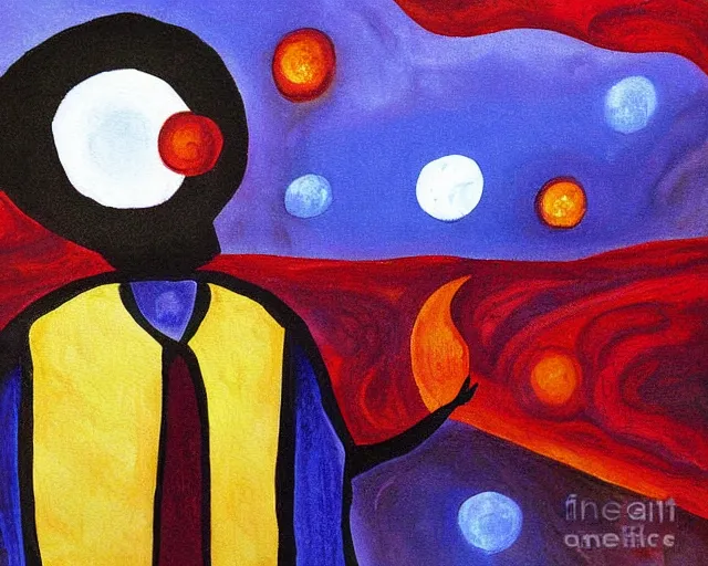 Image similar to man in the moon painting by carol heyer