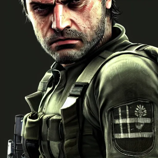 Prompt: Portrait of oscar isaac as big boss in metal gear solid 3