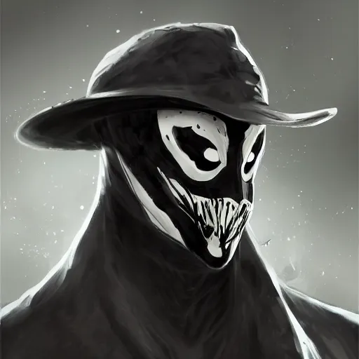 Prompt: a portrait of rorschach mask symbiote, D&D, sci-fi, elegant, hopeful, muscular, highly detailed, digital painting, artstation, concept art, smooth, sharp focus, illustration