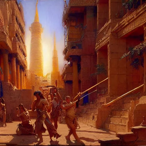 Prompt: babylon the ancient city. highly detailed painting by gaston bussiere, craig mullins, j. c. leyendecker 8 k