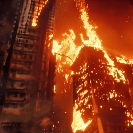 Image similar to Live Action Still of Jerma in The Towering Inferno, real life, hyperrealistic, ultra realistic, realistic, highly detailed, epic, HD quality, 8k resolution, body and headshot, film still