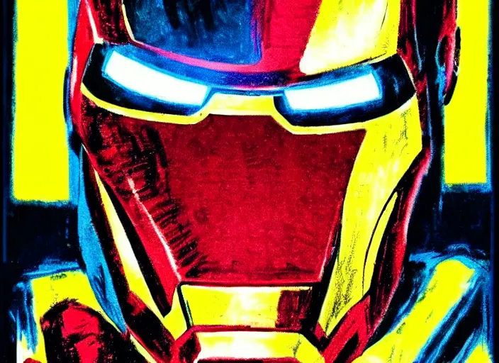 Prompt: iron man illustrated by basil gogos