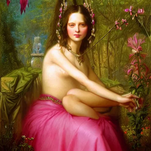 Prompt: portrait of a pink queen, by howard david johnson