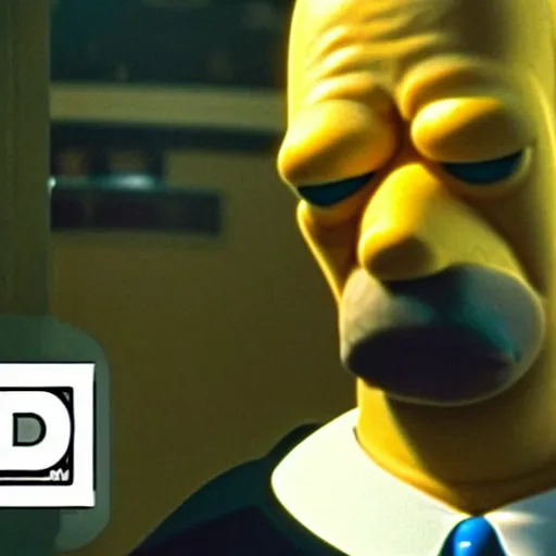 Prompt: “ a still of Homer Simpson in the dark knight”