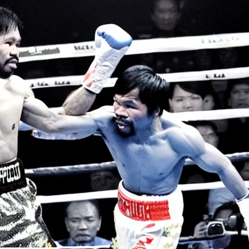 Prompt: manny pacquiao punching ferdinand marcos in the face