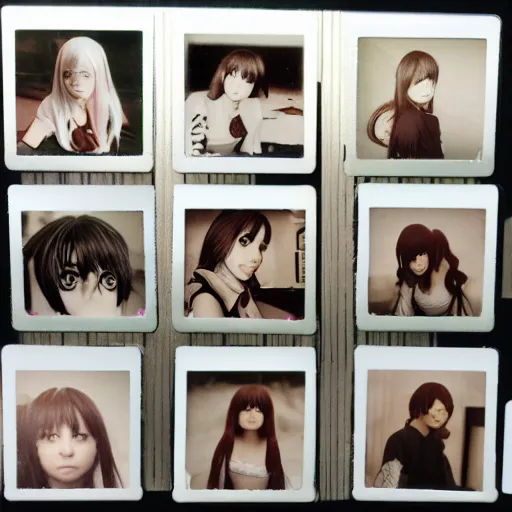 Prompt: collage of 5 Polaroid photos of anime girl