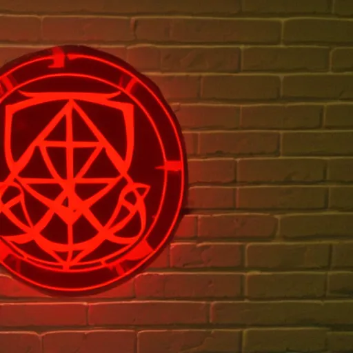 Prompt: the sigil glows red in the dark