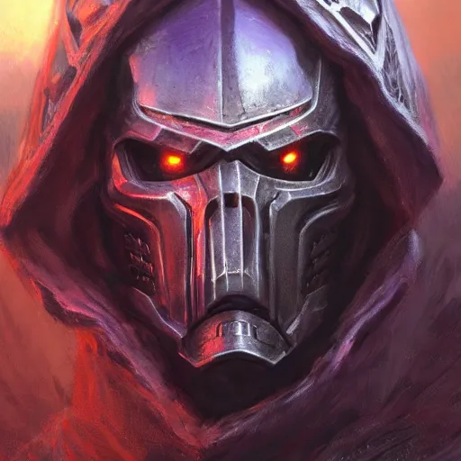 Prompt: the doomslayer as a void knight and as a realistic d & d fantasy character, closeup portrait art by donato giancola and greg rutkowski, vintage retro, realistic face, digital art, trending on artstation, symmetry!!