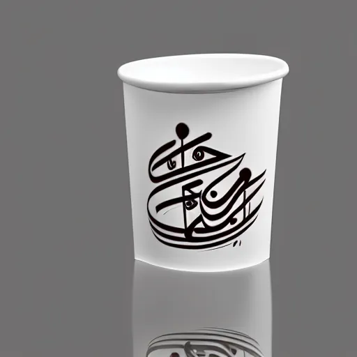 Prompt: arabic calligraphy coffee cup design, product photography, product design, studio lighting, professional photoshoot