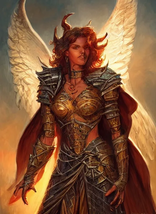 Image similar to first testament angel, ultra detailed fantasy, dndbeyond, bright, colourful, realistic, dnd character portrait, full body, pathfinder, pinterest, art by ralph horsley, dnd, rpg, lotr game design fanart by concept art, behance hd, artstation, deviantart, hdr render in unreal engine 5