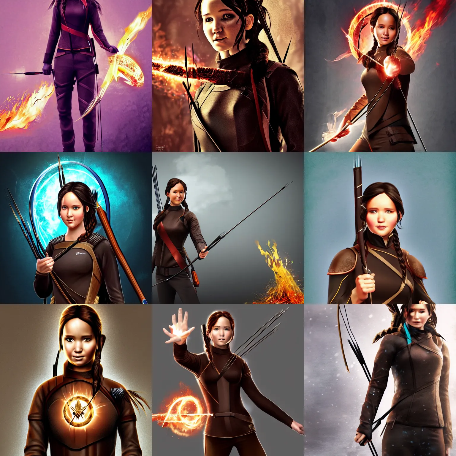 Prompt: Katniss Everdeen as a mage, holding a miniature Earth, digital art, trending on ArtStation