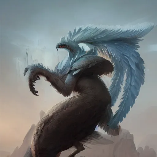 Image similar to digital painting of an elegant but deadly chicogriff, griffin chicogriff hybrid monster, by Greg Rutkowski, magic the gathering concept art, trending on artstation, 4k resolution, ((in a super market Costco))