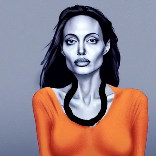 Image similar to an orange with the face of angelina jolie