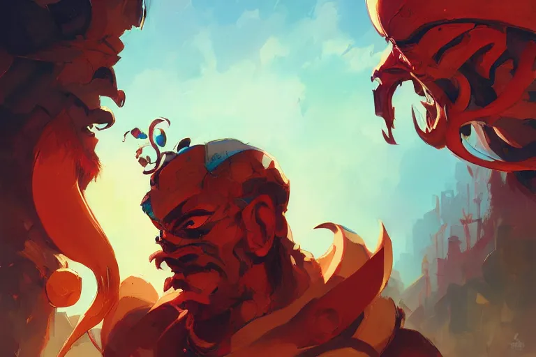 Prompt: portrait of ravana, official fanart behance hd artstation by jesper ejsing, by rhads, makoto shinkai and lois van baarle, ilya kuvshinov, ossdraws, cel shaded and by feng zhu and loish and laurie greasley, victo ngai, andreas rocha, john harris