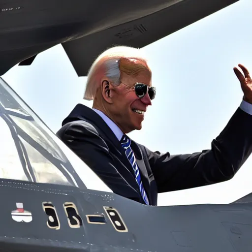 Prompt: joe biden inside a f - 3 5 fighter jet, comic book style, gorgeous lighting