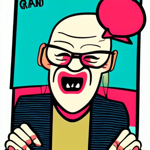 Image similar to crazy - rant - grandpa - frick as an nft - comic - art made by pop wonder, svg comic style, vector - artwork made in adobe - illustrator