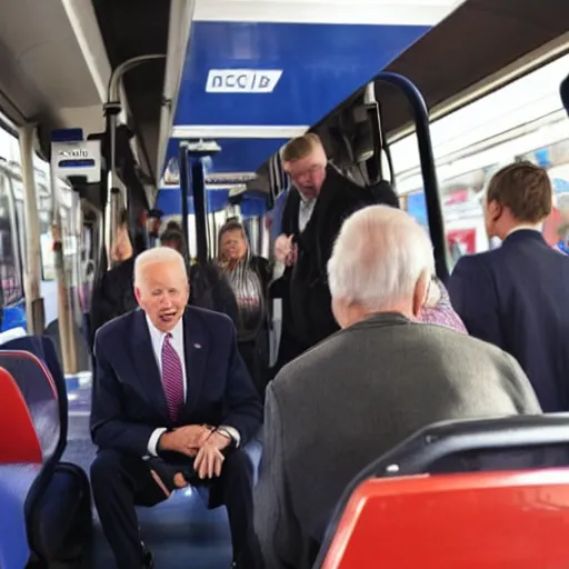 Prompt: joe biden inside public transport