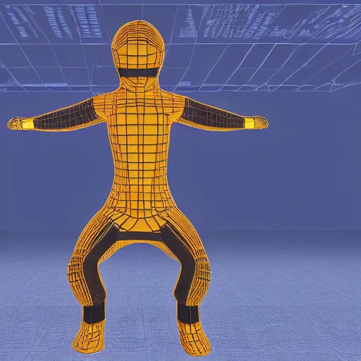 Image similar to 3d scan t-pose rigged cyber ninja