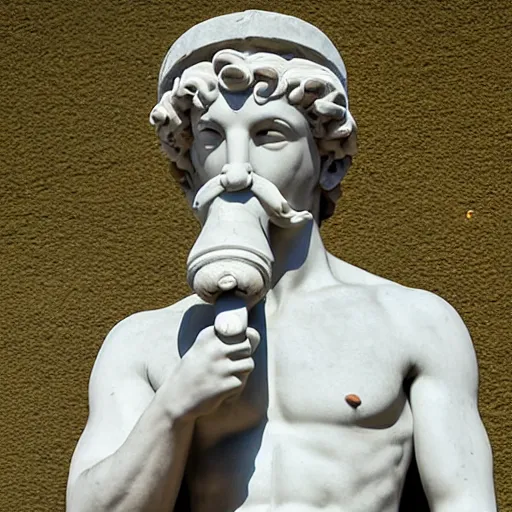 Image similar to greek statue of a man drinking from a hose