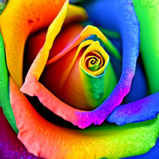 Image similar to a high quality photo of rainbow rose, 8k, photorealism, professional