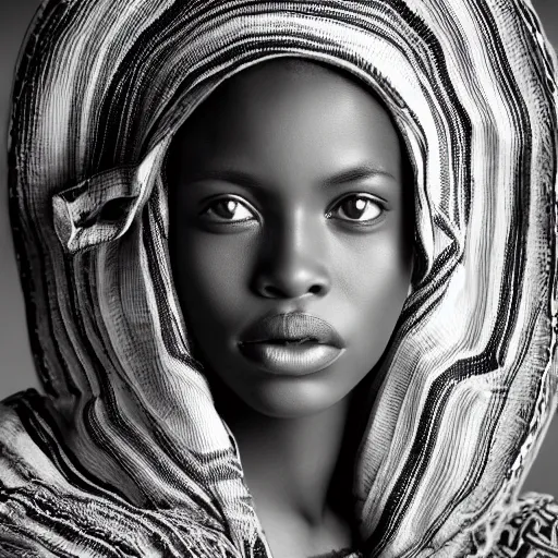 Prompt: vintage portrait of a stunningly beautiful west african tribal female, depth of field, zeiss lens, detailed, symmetrical, centered, fashion photoshoot, by edward s curtis, Annie Leibovitz and Steve McCurry, David Lazar, Jimmy Nelsson, Breathtaking, 8k resolution, extremely detailed, beautiful, establishing shot, artistic, hyperrealistic, beautiful face, octane render