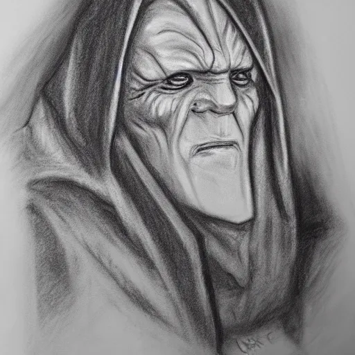 Image similar to Charcoal sketch of Emperor Palpatine