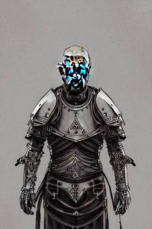 Image similar to Walter White beautiful luxury and evil and victorian and gothic medieval white armor knight portrait+front face, ultradetail face, ruined gothic cathedral, art and illustration by tian zi and craig mullins and WLOP and alphonse mucha, ssci-fi, fantasy, intricate complexity, human structure, hypermaximalist, fantasy character concept, dynamic lighting, neon light, watermark, blurry, hyperrealism 8k