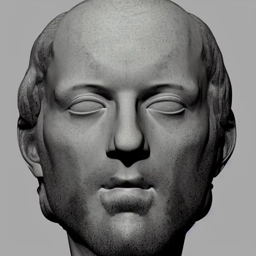 Prompt: a neon ring over the neck renaissance statue head, 3 d render