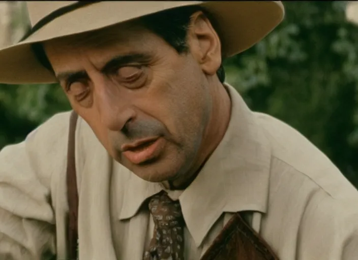 Image similar to film still of !!!!Al Pacino!!! as Everett in Oh Brother Where Art Thou 2000, 4k