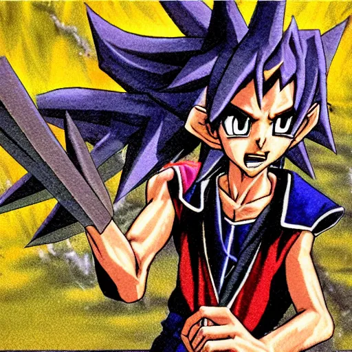 Image similar to Yugi from Yu-gi-oh summoning exodia in hyper realistic, 8k, accurate detail, high detail, Richard Estes