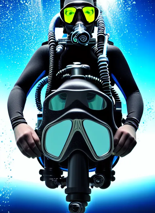 futuristic scuba diver, movie poster 8 k film Stable Diffusion
