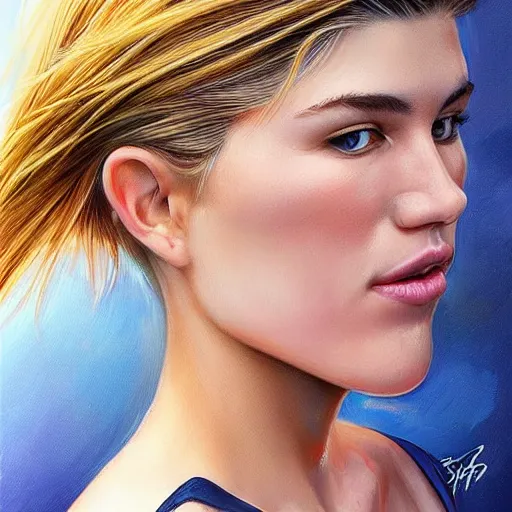 Image similar to eugenie bouchard in the style of stefan kostic, realistic, full body, sharp focus, 8 k high definition, insanely detailed, intricate, elegant, art by stanley lau and artgerm