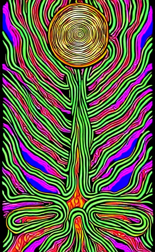 Prompt: trippy psychedelic mushrooms illustration vector art by alex grey