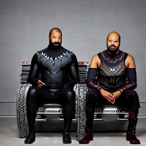 Prompt: key and peele as black panther. professional high budget studio portrait