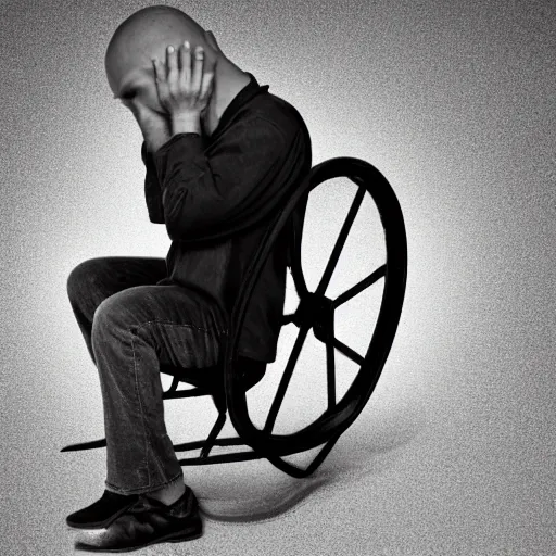 Image similar to man with wheel as head