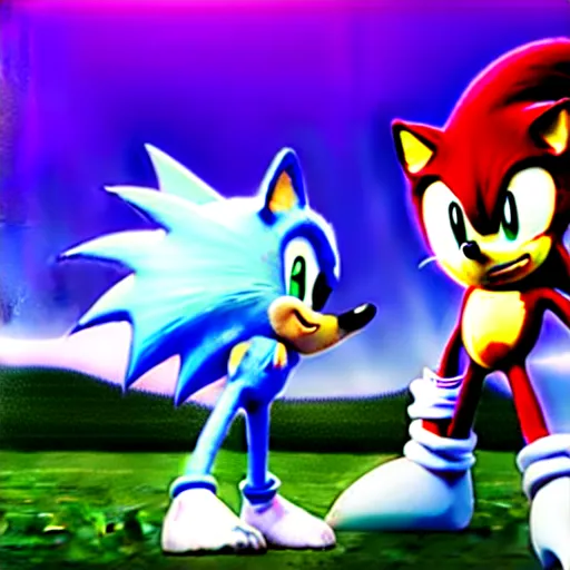 Prompt: Hololive's Unigami Korone meeting Sonic the Hedgehog, HDR, 3D, 4k, 8k