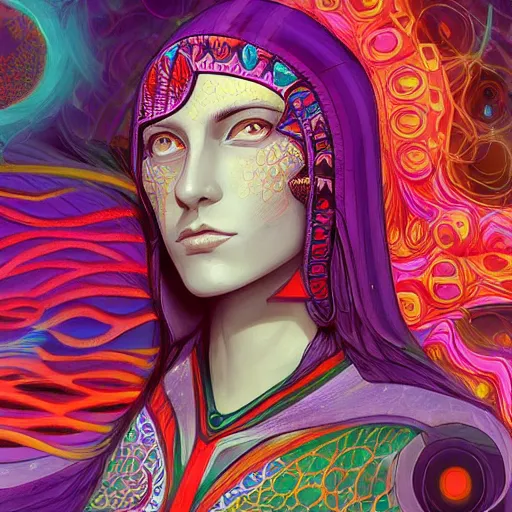 Image similar to visions of hildegard ancient psychedelic art, high resolution, digital painting, trending on artstation