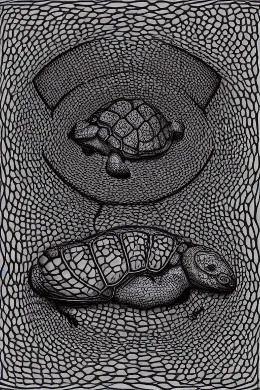 Prompt: “ menstruating tortoise, tessellation by mc escher, surrealist digital animation, ektachrome 1 0 0 ”