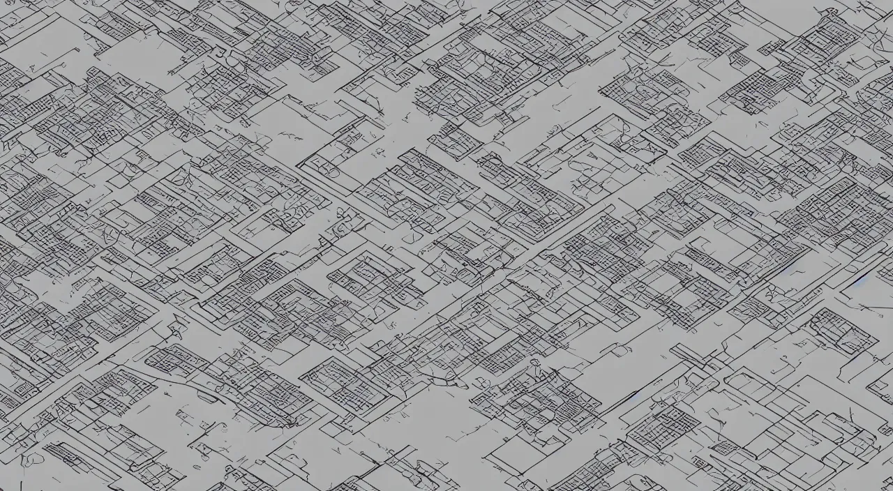 Image similar to exploded axon schematic drawinf of a typical city block, in vector drawing style of peter eisenman