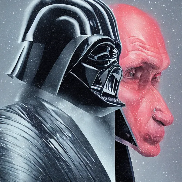 Image similar to portrait of Vladimir Putin as a Darth Vader 1977. intricate abstract. intricate artwork. by Tooth Wu, wlop, beeple, dan mumford. octane render, trending on artstation, greg rutkowski very coherent symmetrical artwork. cinematic, hyper realism, high detail, octane render, 8k, iridescent accents