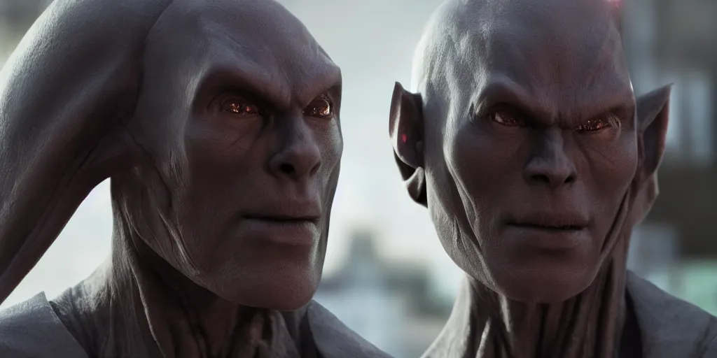 Image similar to martian manhunter, dc character live action, real life, spotted, ultra realistic face, accurate, 4 k, movie still, uhd, sharp, detailed, cinematic, render, modern