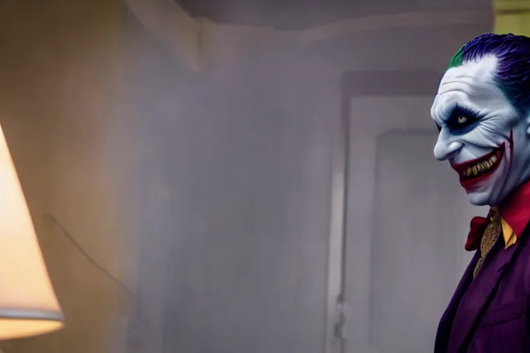 Prompt: a cinematic photograph of adam sandler as the joker, film still, 8 k, super realistic, cinematic lighting, by matt reeves