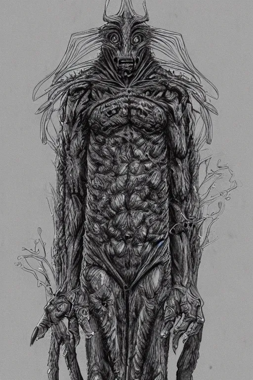 Image similar to mole humanoid figure monster, symmetrical, highly detailed, digital art, sharp focus, trending on art station, kentaro miura manga art style