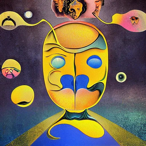 Prompt: the multiverse, in the style of salvador dali, retro book cover