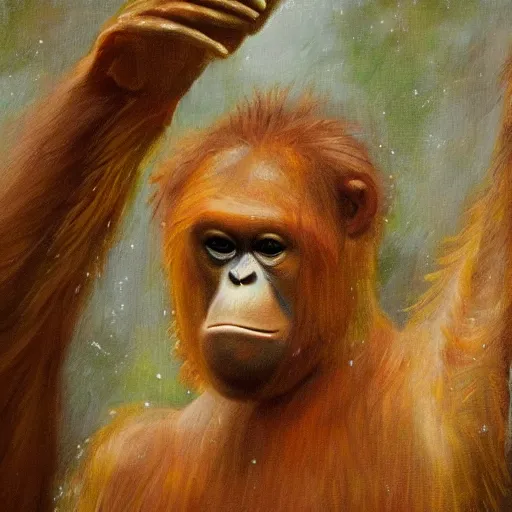 Prompt: An exquisite oil painting of a orangutan dressed like Napoleon