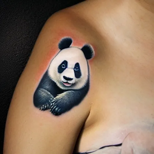 Prompt: anthropomorphism Panda tatoo artist