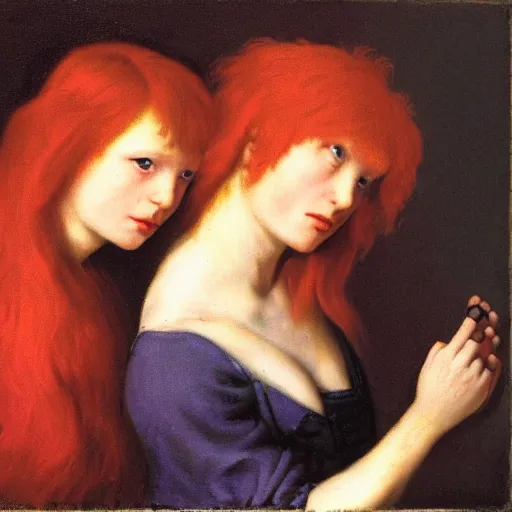 Image similar to red hair twins boy and girl as a baroque painting